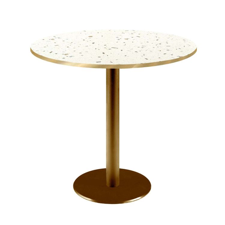 Tavolo Rome rotondo base dorato - bordi color ottone