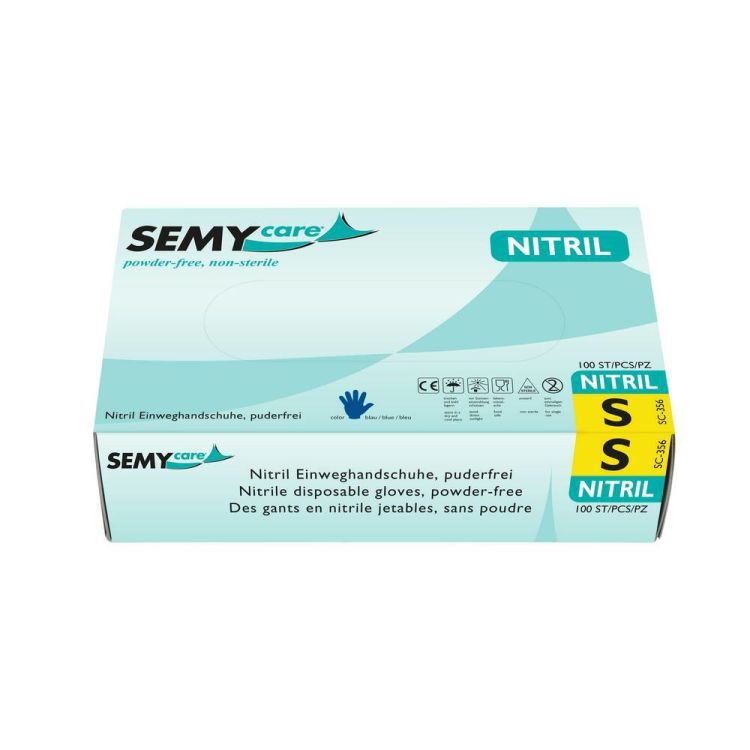 Nitril-Einweghandschuhe S SemyCare, blau