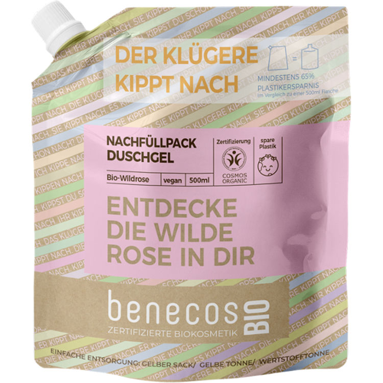 Bio-Duschgel-Nachfüllbeutel mit Bio-Wildrose, 500 ml
