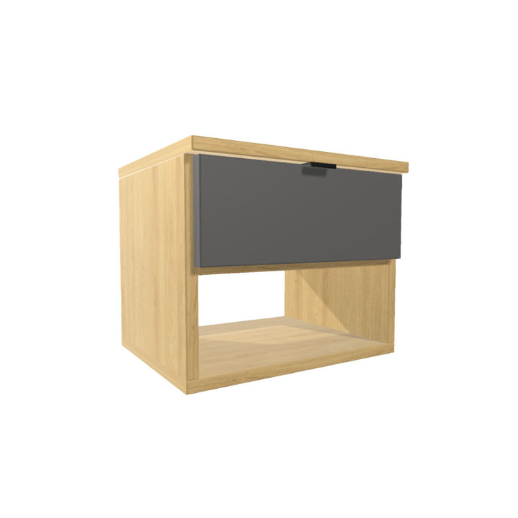 Nachttisch / Nachtschrank mit Schublade, Dekor Eiche / Grau, 36x43x34