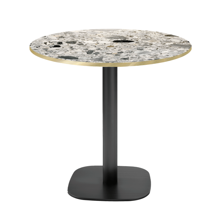 Tisch Round rund mit farbigen Kanten und schwarzem Gestell