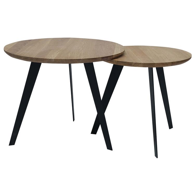 2er-Set Beistelltisch 'Toni', Wildeiche