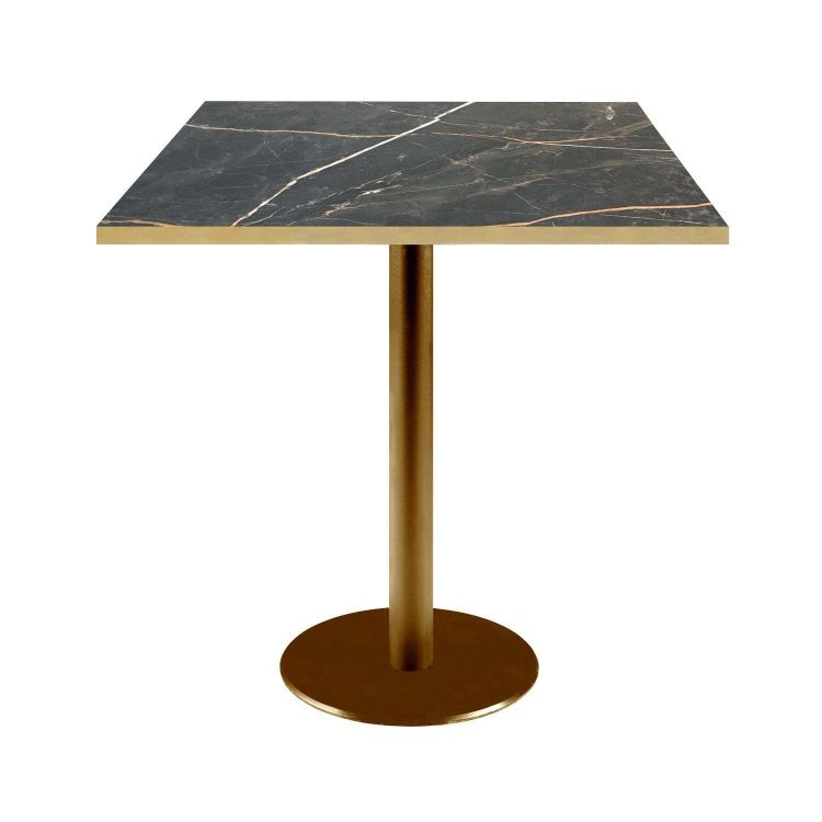 Table Rome carrée pied doré - chant couleur laiton