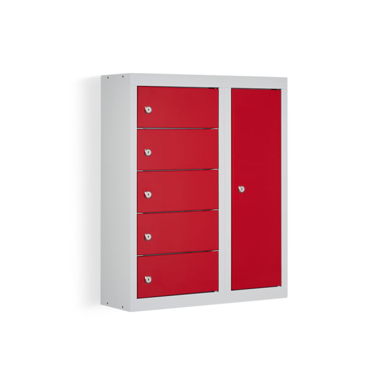 Handy-Ladestation 5 Fächer mit lichtgrauem Korpus