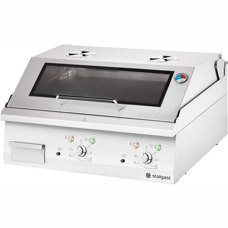 Edelstahl Elektro-Griddleplatte als Tischgerät mit Deckel, glatte Grillfläche, Serie 700 ND