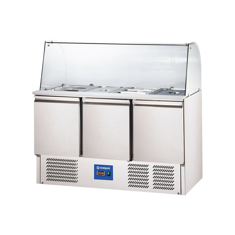 STARLINE Saladette mit Glasaufsatz und drei Türen, GN1/1, 1365x700x1345 mm (BxTxH), 368 L, ohne Aufkantung