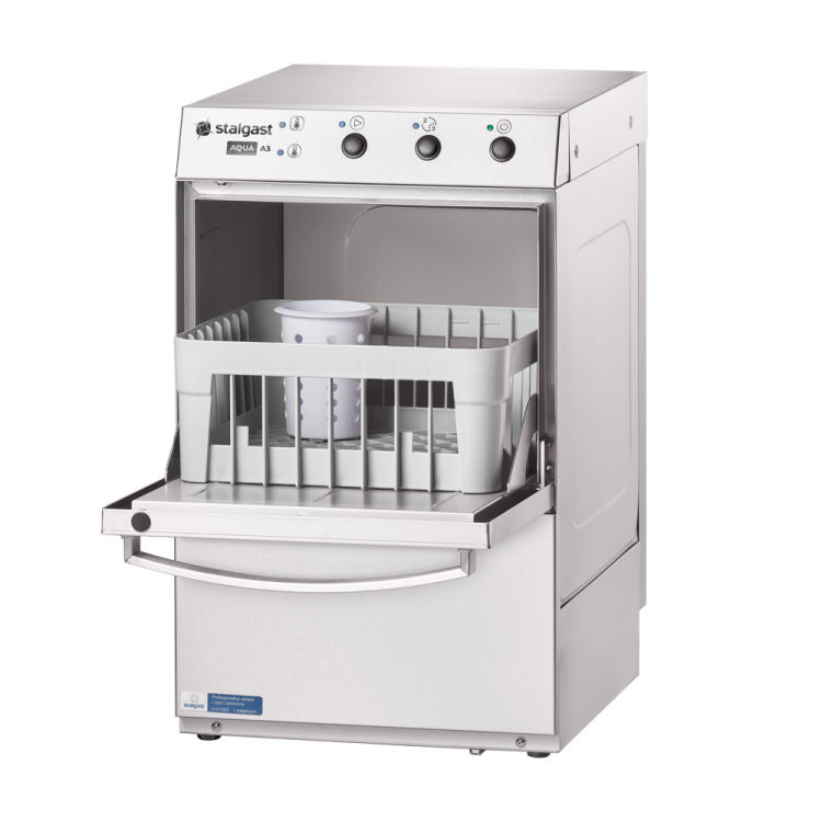 Stalgast Gläserspülmaschine Aqua A3 mit Klarspülmittel- und Reinigerdosierpumpe, Korbgröße 350x350 mm