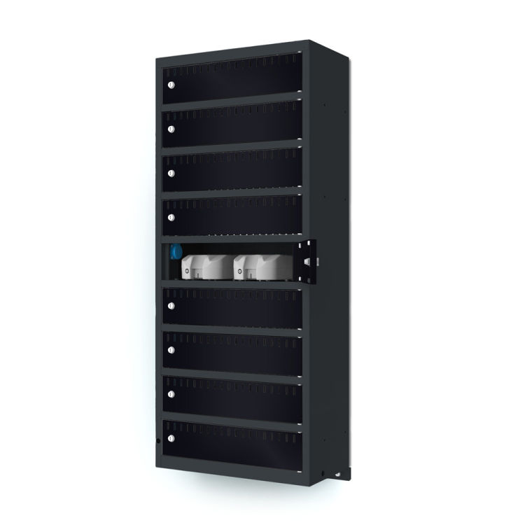 Akku-Ladeschrank Wandmontage 9 Fächer mit anthrazitgrauem Korpus