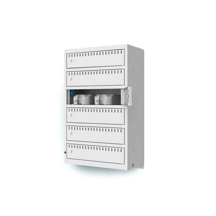 Akku-Ladeschrank Wandmontage 6 Fächer mit lichtgrauem Korpus