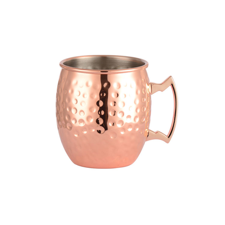 Moscow Mule Becher, Edelstahl, gehämmert, kupferfarben, 0,500 Liter
