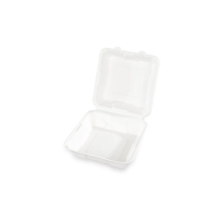 Menüklappbox, ungeteilt, aus Zuckerrohr