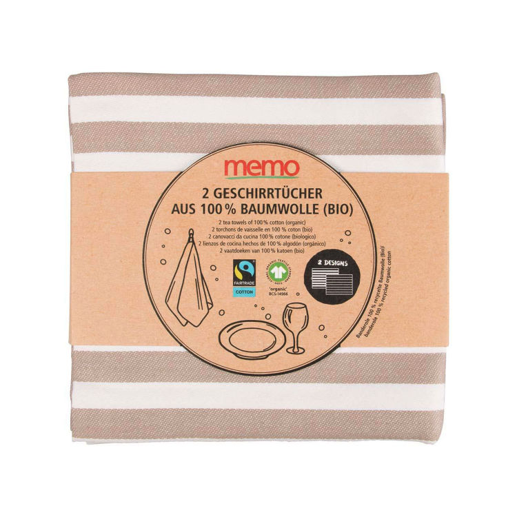 2 memo Geschirrtücher aus Bio-Baumwolle, Fairtrade, 50 x 70 cm