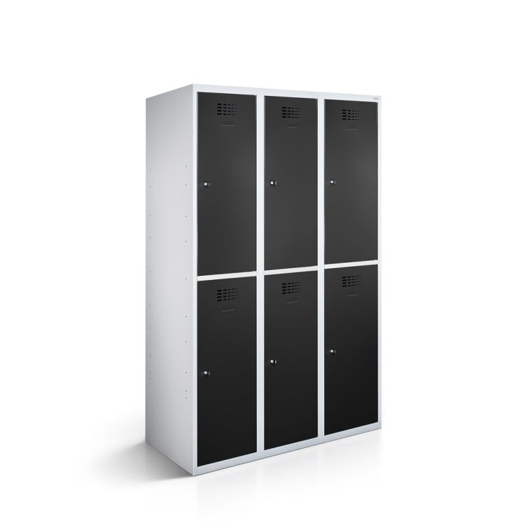Garderobenspind 6 Türen mit lichtgrauem Korpus