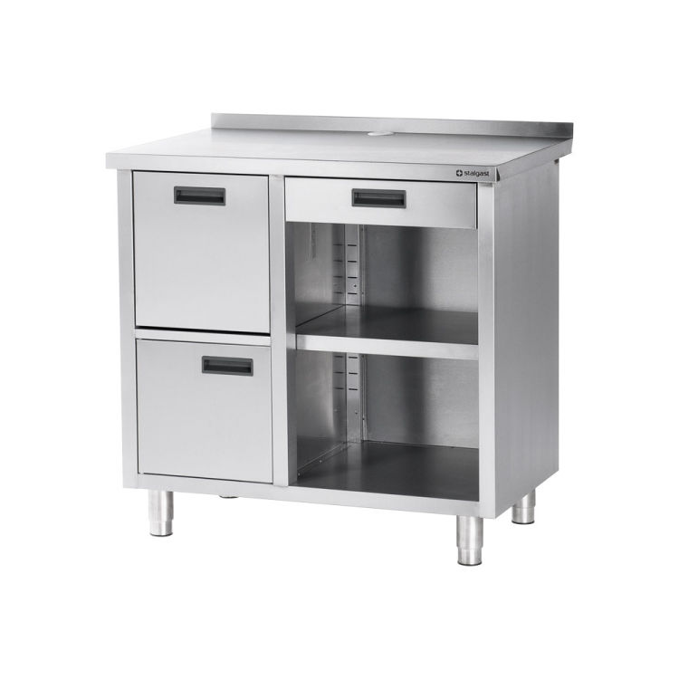 Tavolo da lavoro per macchina da caffè, con supporto, 1000 x 700 x 1000 mm (LxPxA)