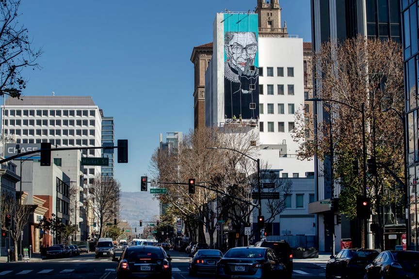 New Mural Honoring Supreme Court Justice Ruth Bader Ginsburg in Downtown San Jose