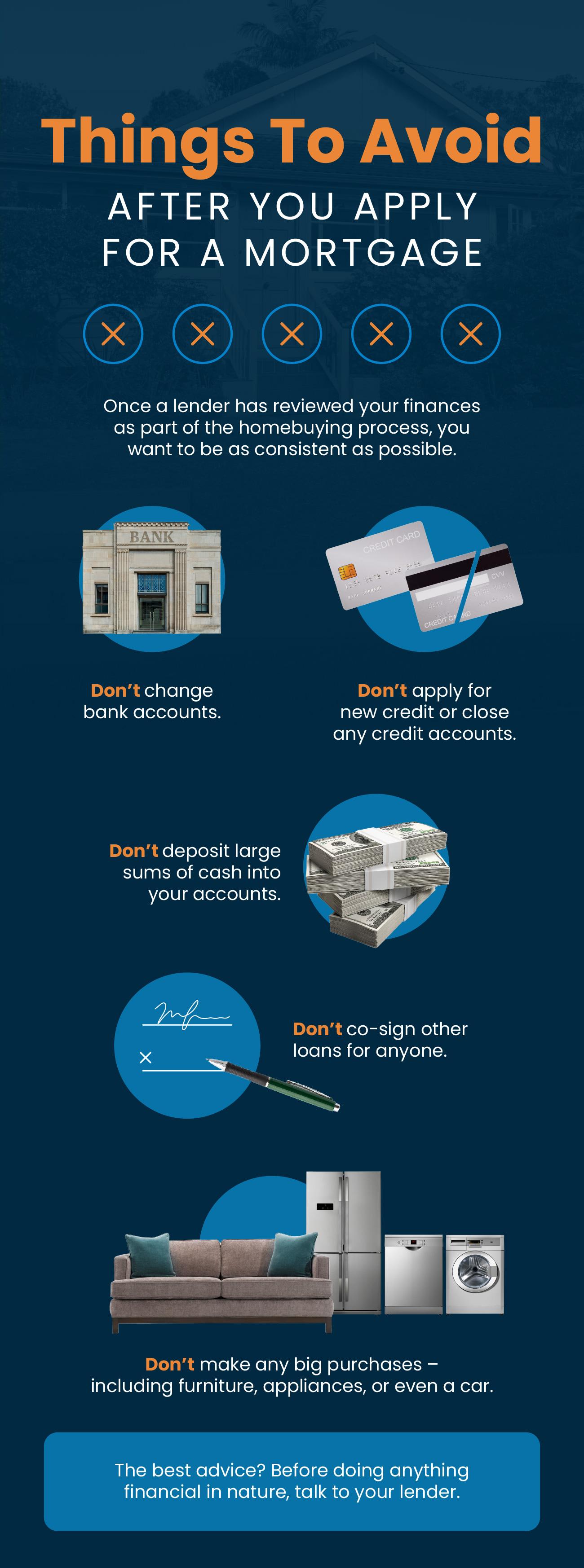 Things To Avoid After You Apply for a Mortgage