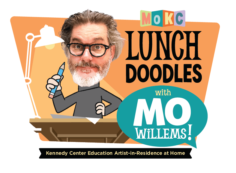 MOKC Lunch Doodles with Mo Willems webinar promotional graphic.
