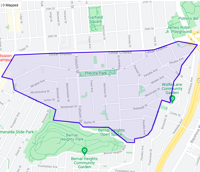 North slope of Bernal to Cesar Chavez