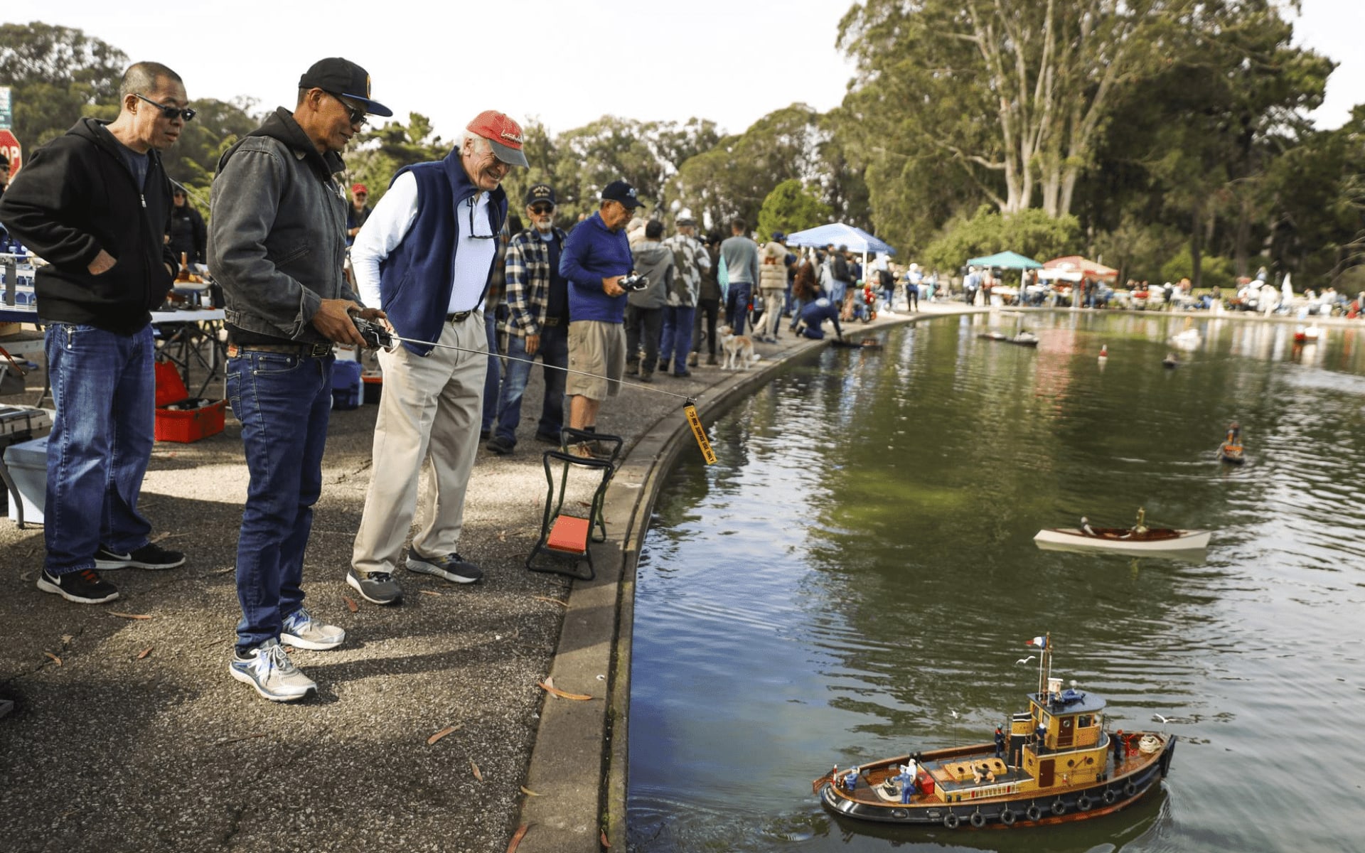 Spreckels Lake parade of model-boats in San Francisco