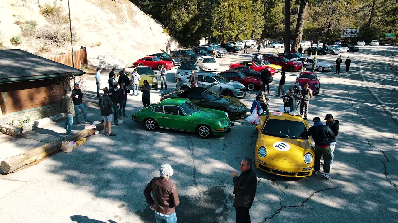 Porsche 911 headed up Angeles Crest Highway