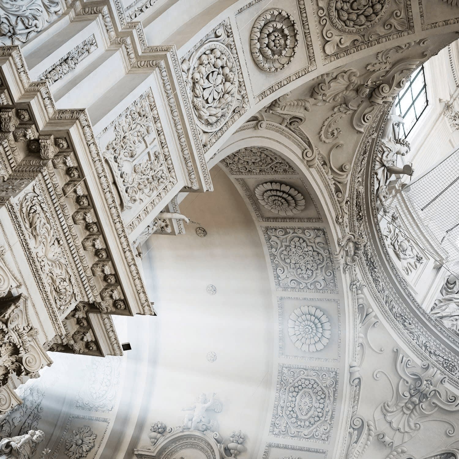 Decorative carved architectural ceiling