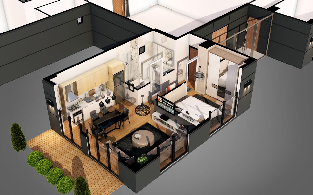 3D render of floor plan