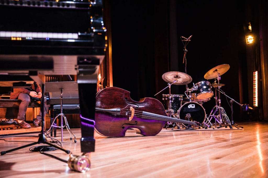 Band instruments on stage
