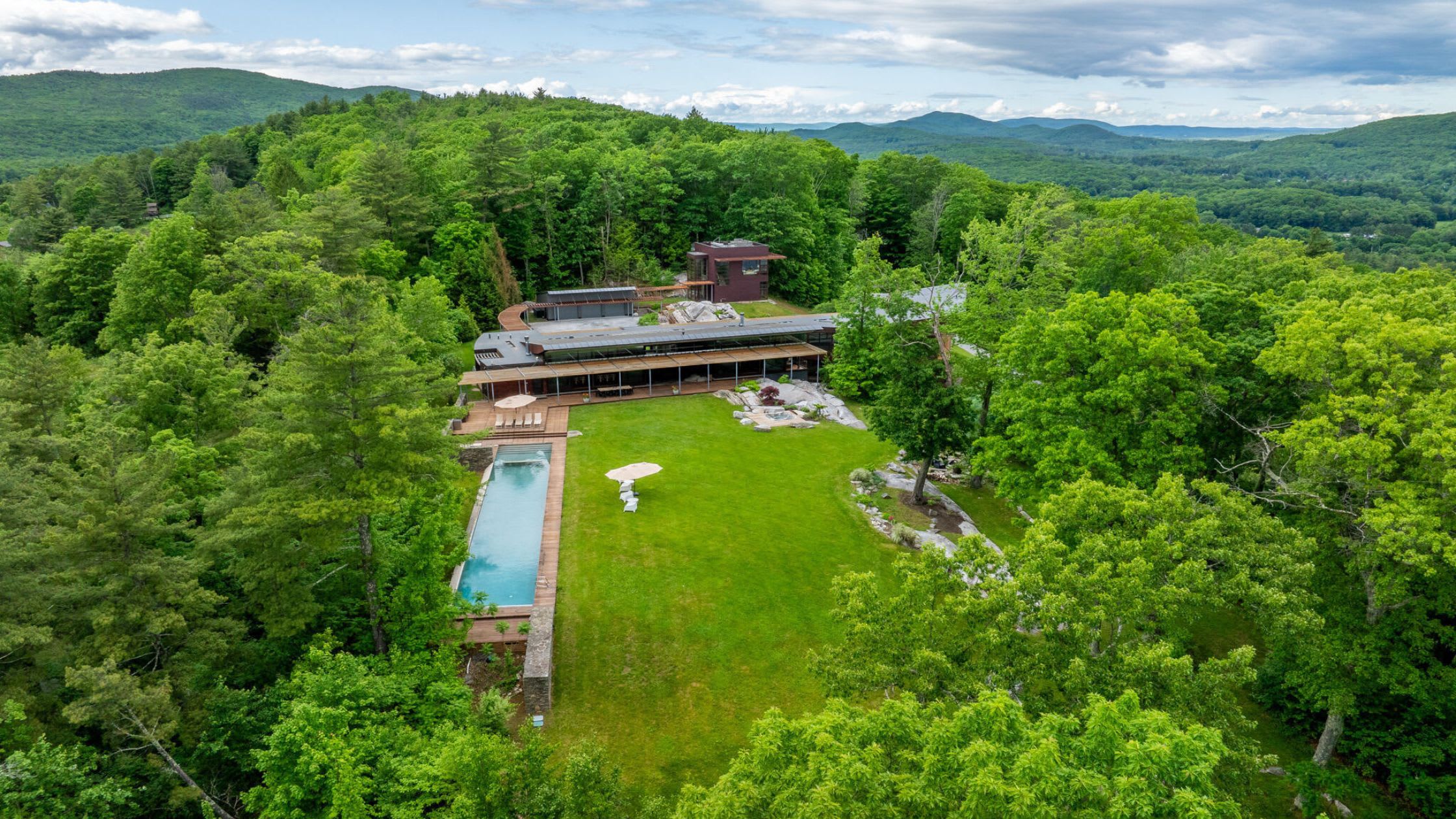 showing birds eye view of the property - 250 Long Pond Road - stone house properties