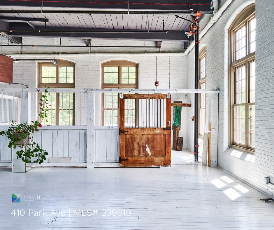 interior wooden barn door at 410 Park St