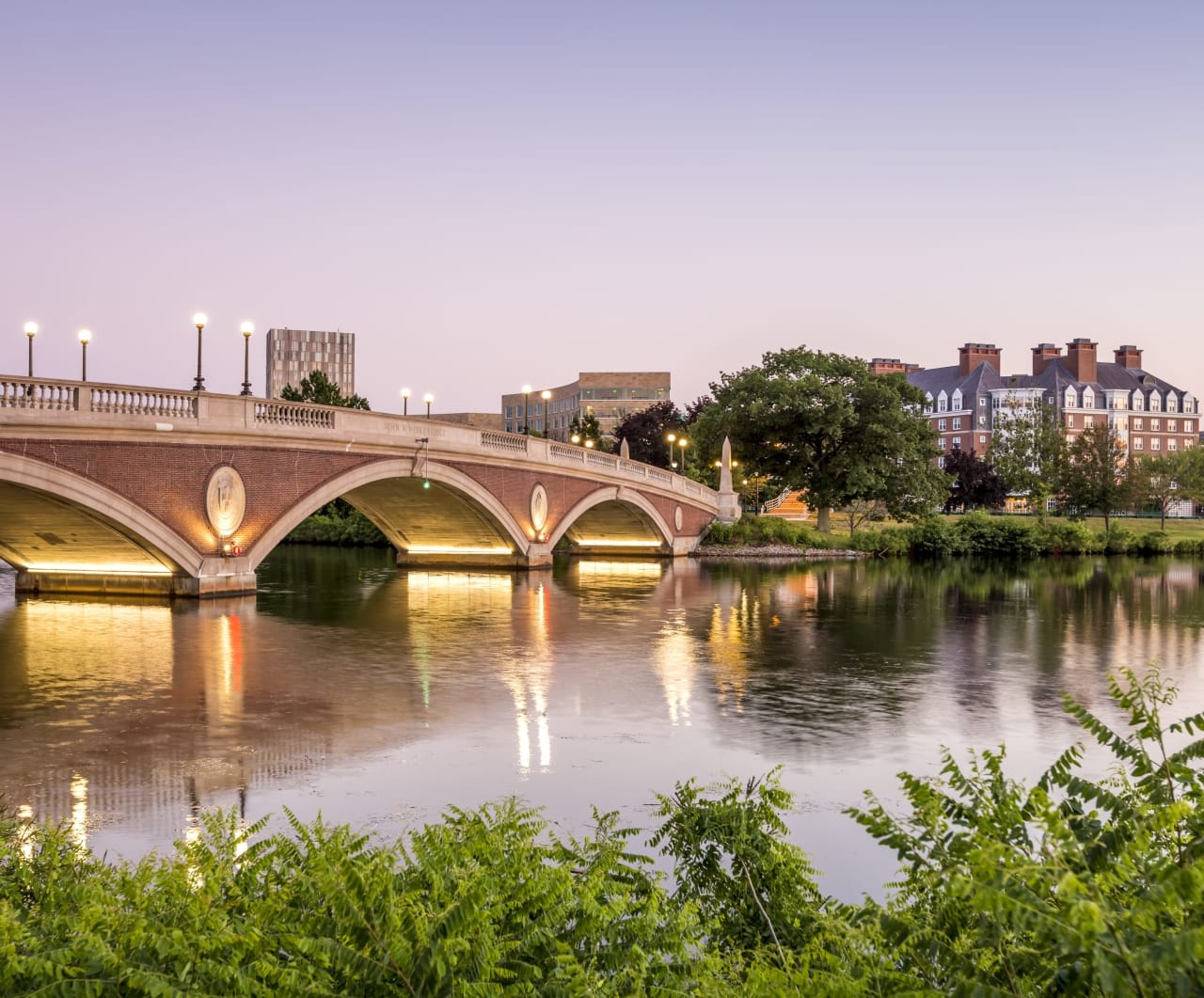 A bridge over a river with luxury homes and townhouses offering stunning views and a luxurious lifestyle.