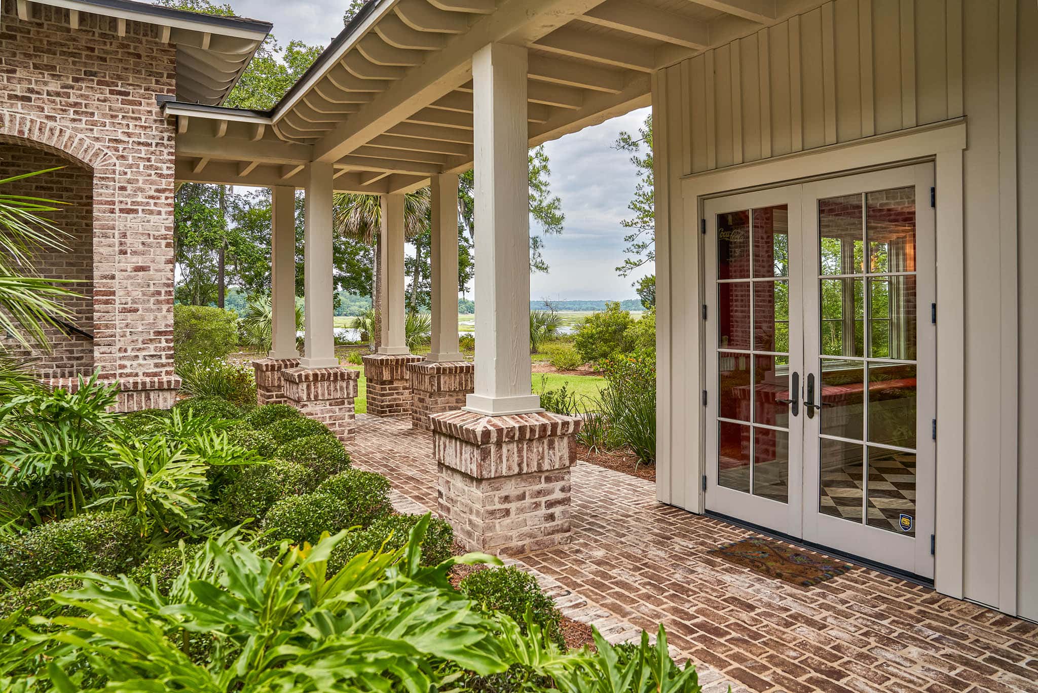 Outside walkway between main home and guest cottage