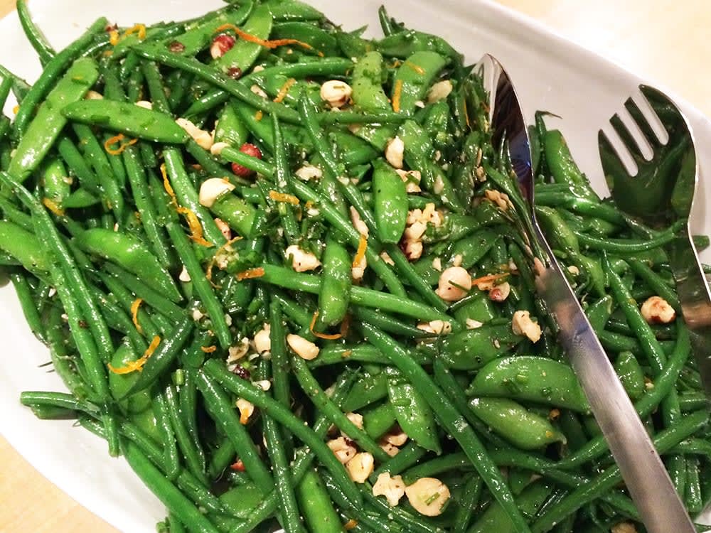 French Beans, Snap Peas, Hazelnut, and Orange