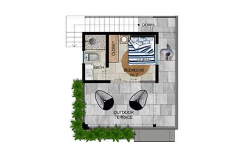 The Delfin model - An ocean view 2 bed 2 bath 2 storey tiny eco friendly reef house