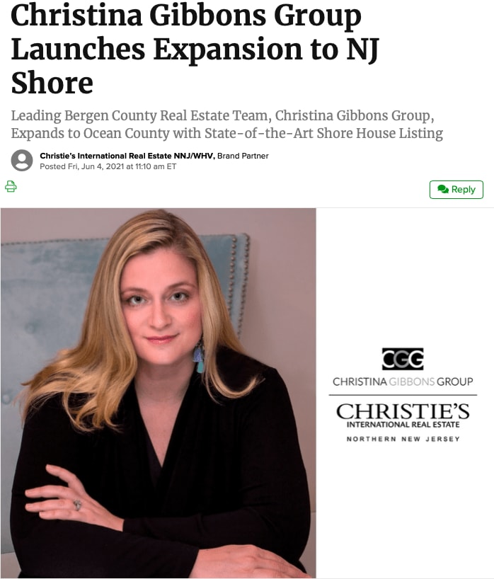 Christina Gibbons Group Launches Expansion to NJ Shore