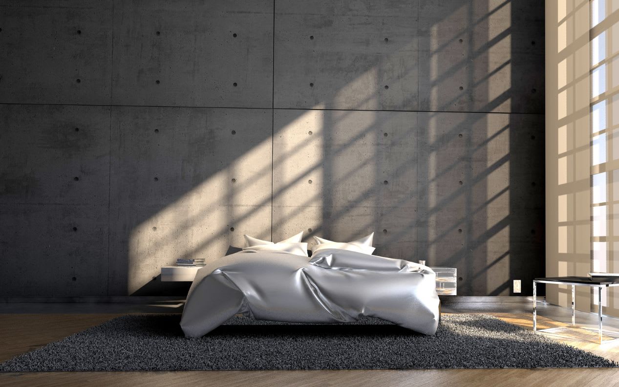 Modern concrete bedroom
