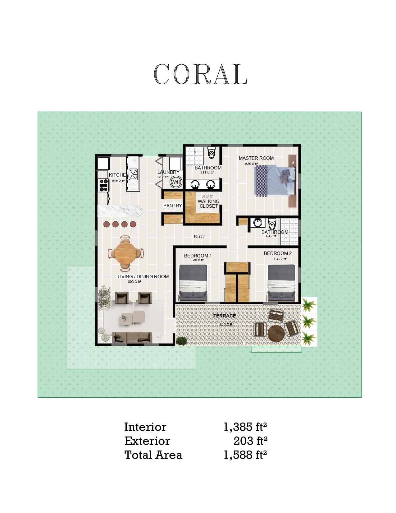 The Coral - 3 bed 2 bath single family home