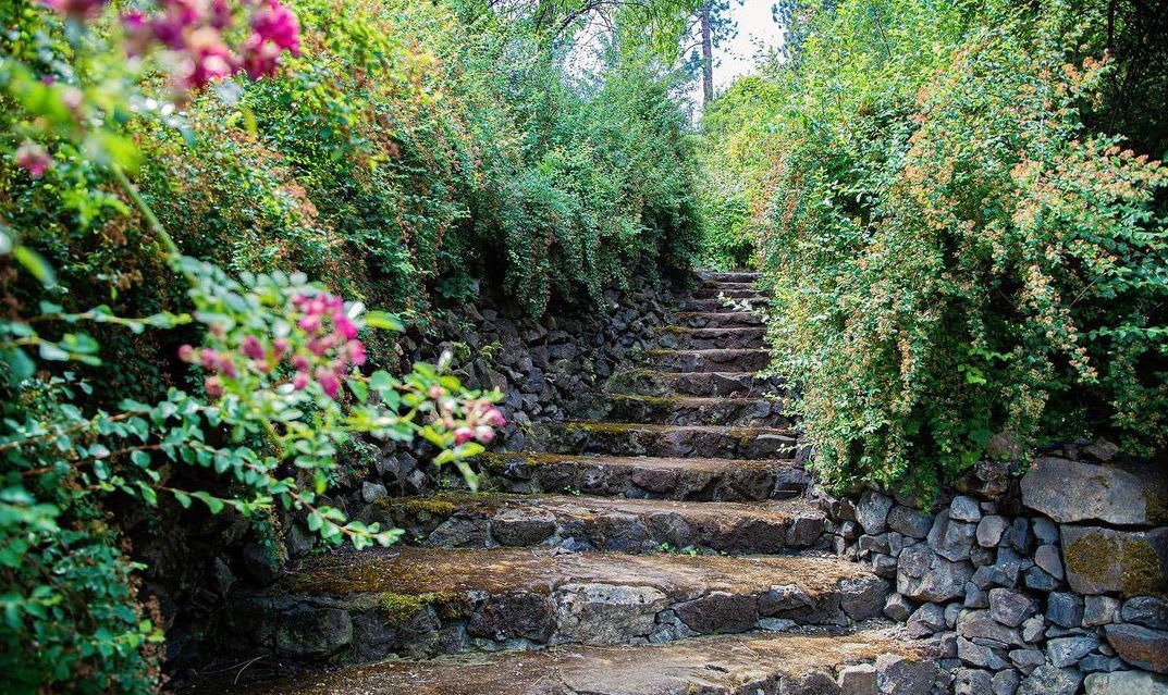 Moore-Turner Heritage Gardens historic rock steps by JLC Photo