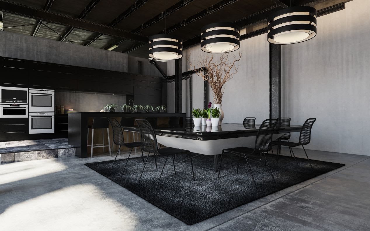 Modern Black Designer Loft Conversion Interior