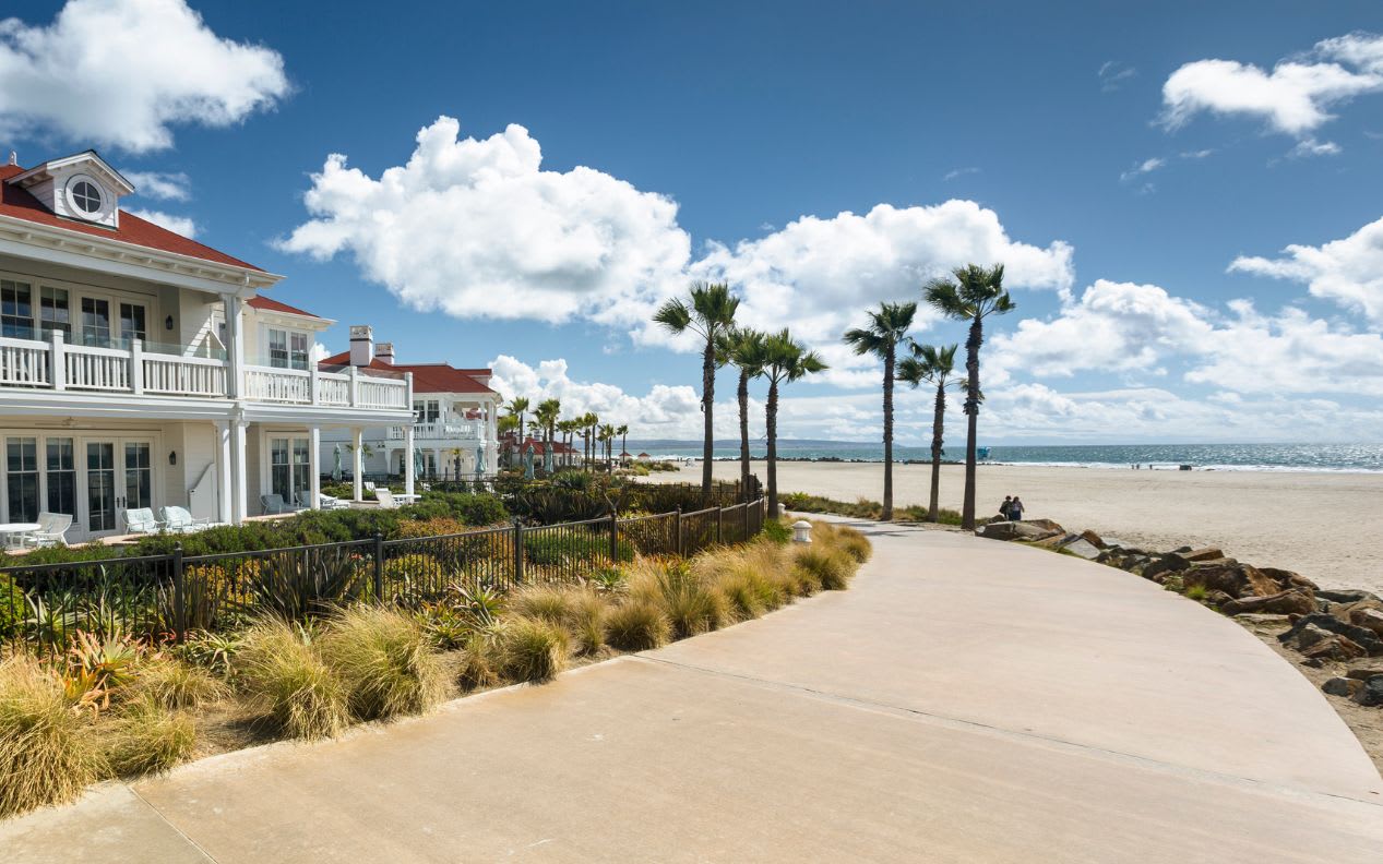 Coronado beach shore and hotel in San Diego California USA
