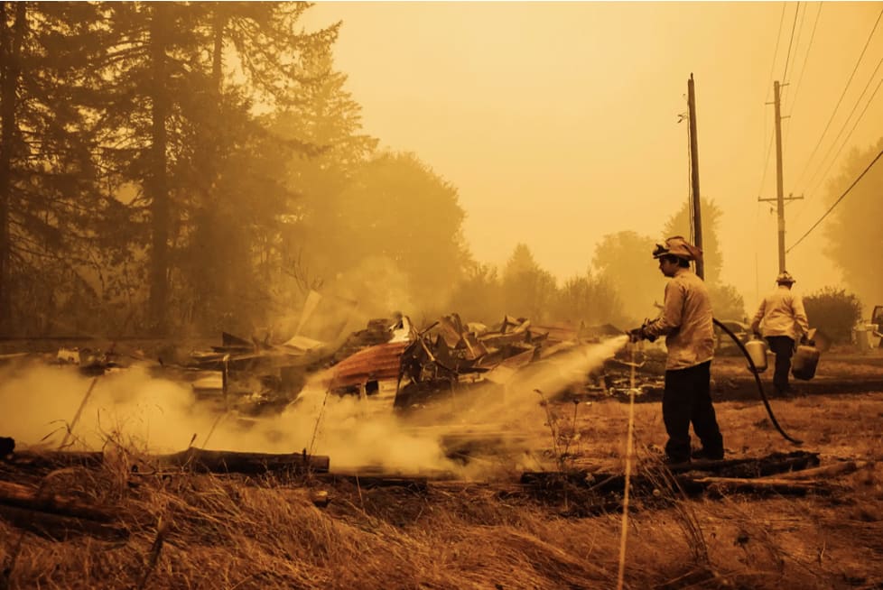 FIrefighters in Mill City, Oregon.