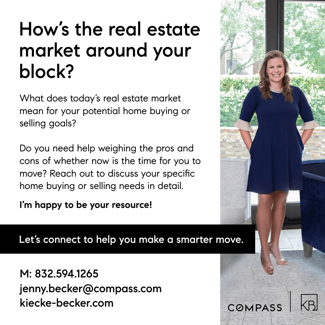 Contact Jenny Becker for an in-depth look at the Katy, Fulshear, and Inner Loop real estate markets.