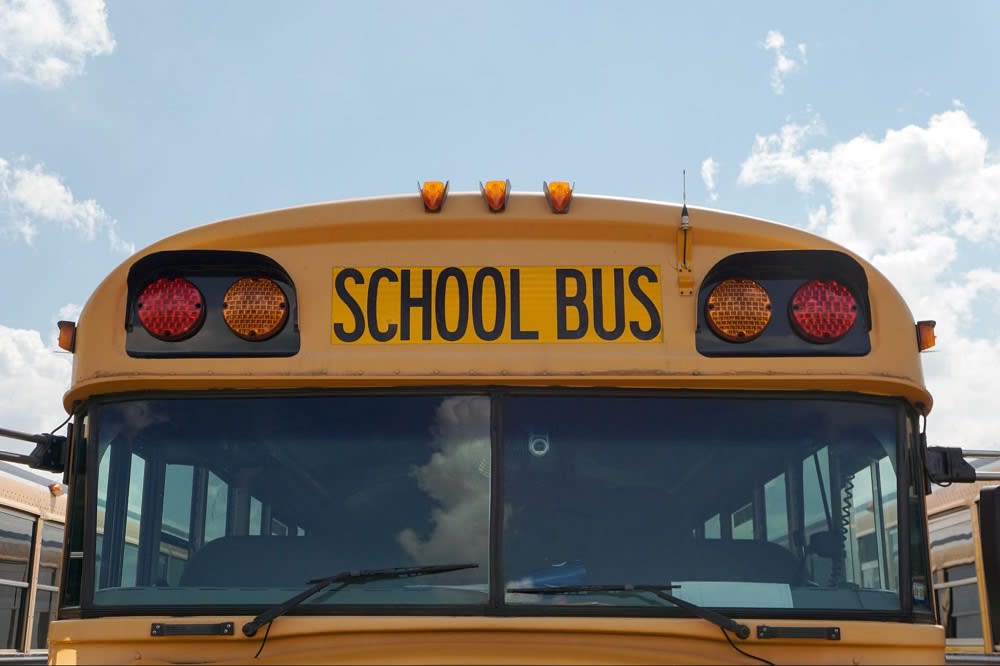 close-up of a school bus in Columbus, IN