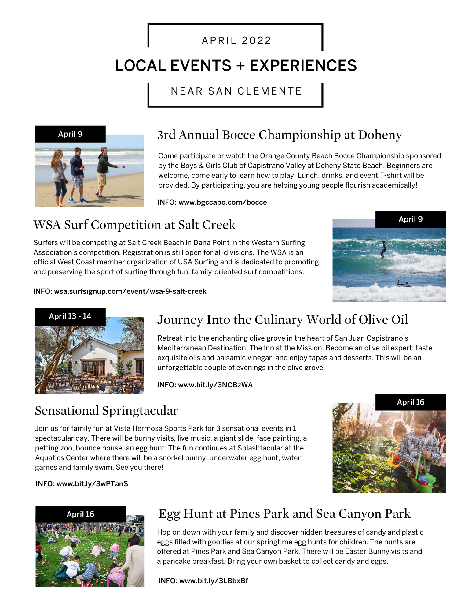 San Clemente April Calendar of Events Echelberger Group