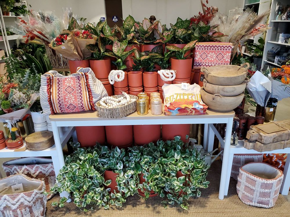 Floral displays at Penelope Pots, Dana Point