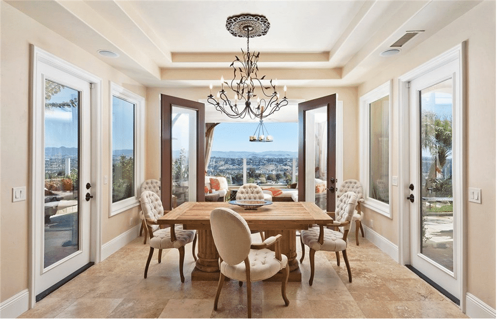 2 Vista Montemar, Laguna Niguel dining room with chandelier and stunning views