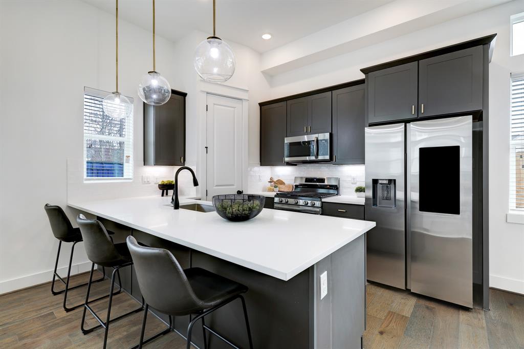 kitchen with a breakfast bar 