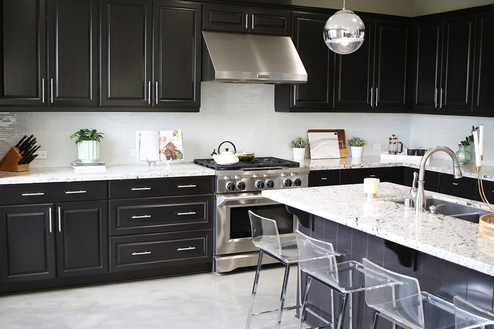 Modern kitchen hardware installed after update