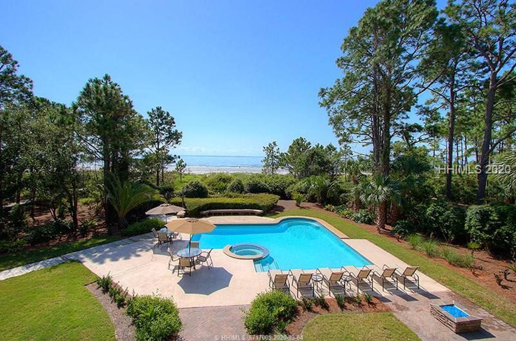 Backyard pool with oceanview