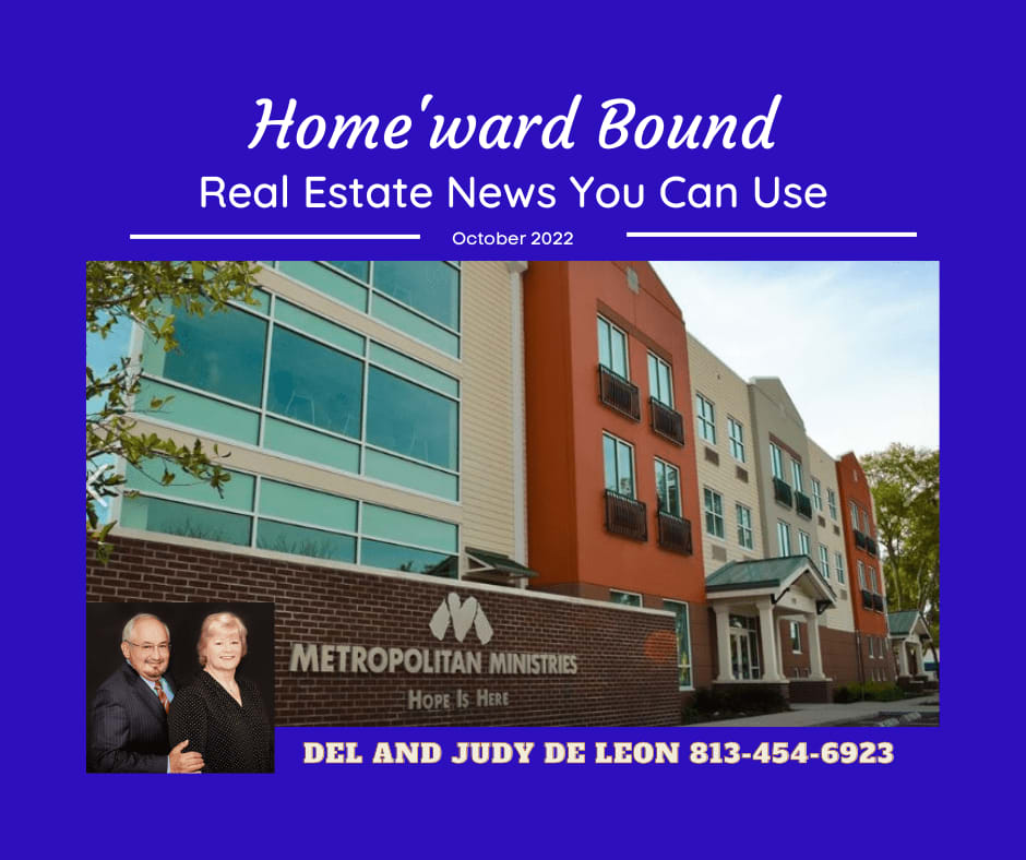 October 2022 real estate news graphic featuring Metropolitan Ministries and Del and Judy De Leon.