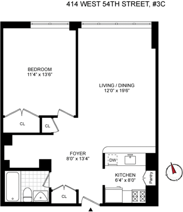 414 West 54th Street Unit: 3C